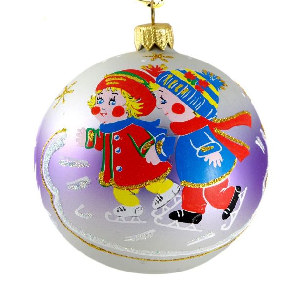 Picture of "Childhood" Glass Christmas Ornament (Purple)
