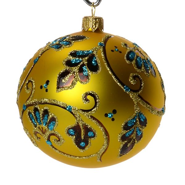 Picture of "Fascination" Hand Blown Christmas Ball Ornament (gold matte)