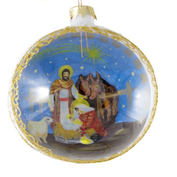 Picture of "Holy Family" Reverse Hand Painted Christmas Ball. Made in Ukraine.
