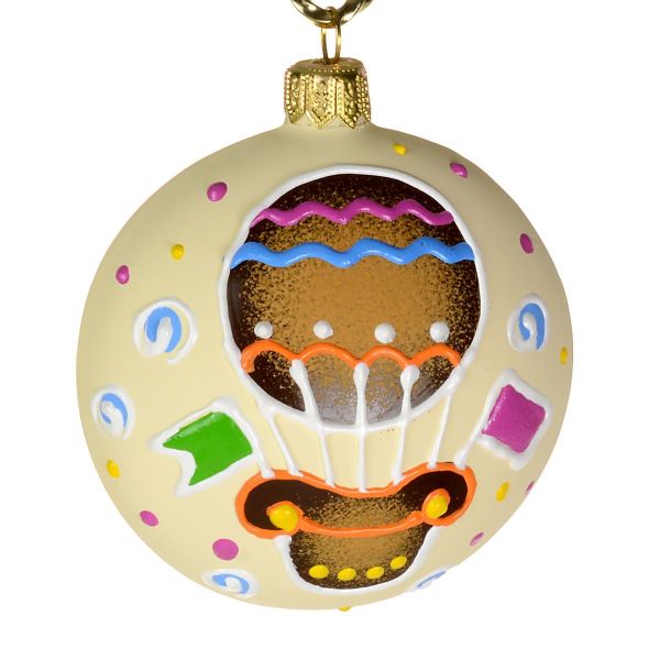 Picture of "Hot Air Balloon" Medallion - Hand Painted Christmas Ornament.