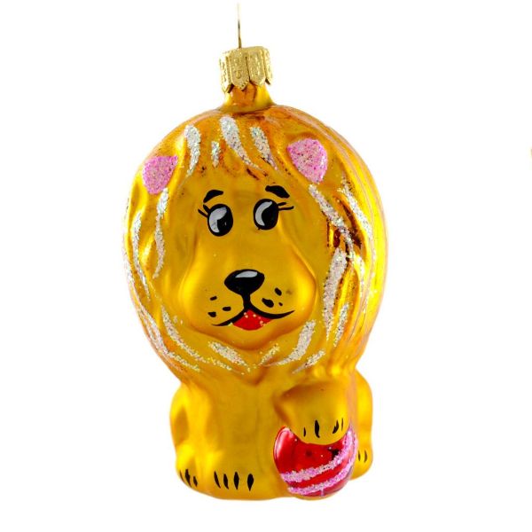 Picture of Lion With a Ball Glass Christmas Tree Ornament