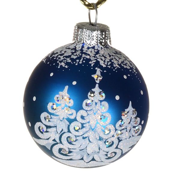 Picture of "Merry Christmas" Glass Christmas Ball Ornament (matte blue)