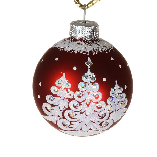 Picture of "Merry Christmas" Glass Christmas Ball Ornament (matte red)