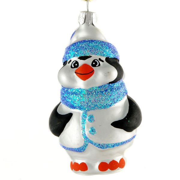 Picture of Hand Blown Glass Christmas Tree Penguin Figurine