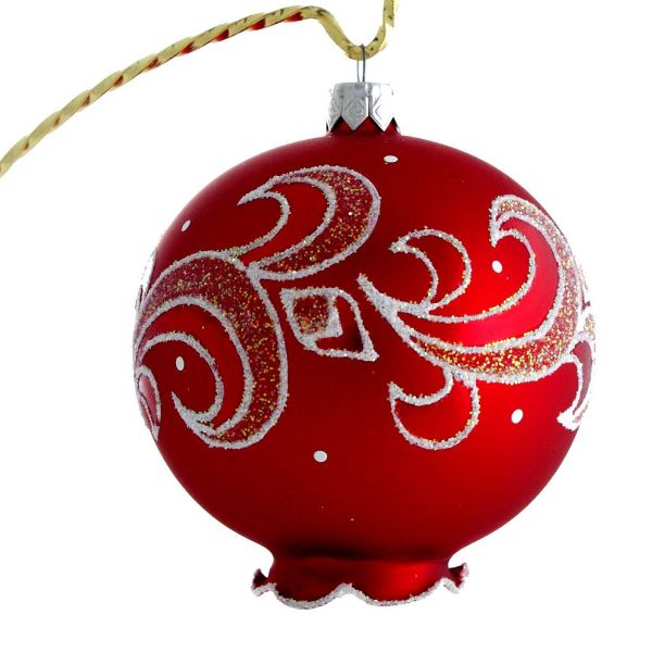 Picture of "Prestige" Hand Painted Glass Christmas Ornament (Red).