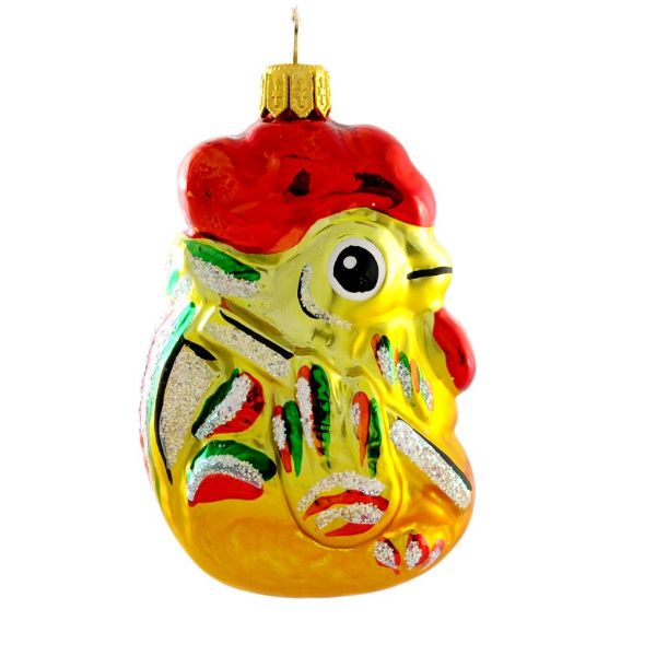 Picture of Rooster Blown Glass Christmas Tree Ornament