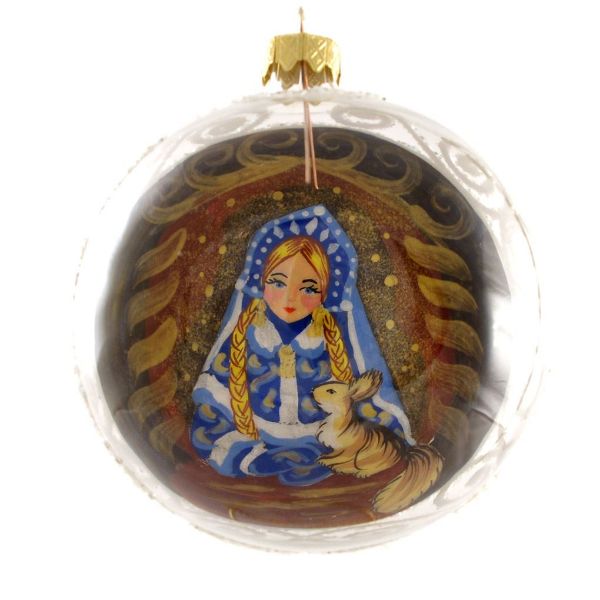 Picture of "Snow Maiden" Reverse Hand Painted Christmas Ball.
