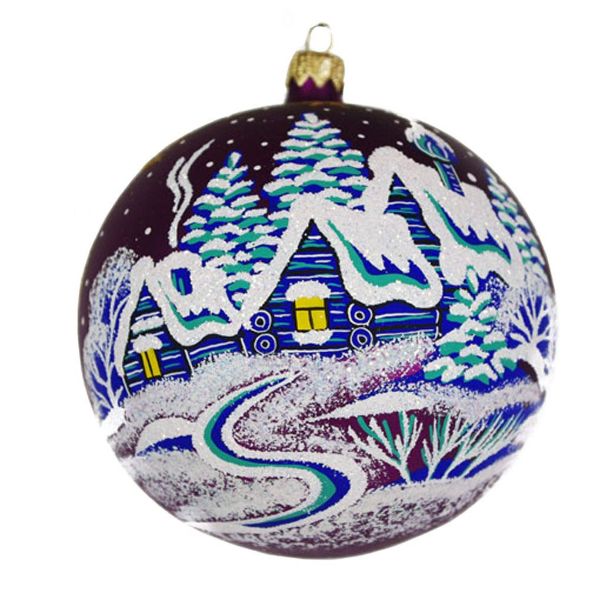 Picture of "Snowy Village" Hand Painted Christmas Ball.
