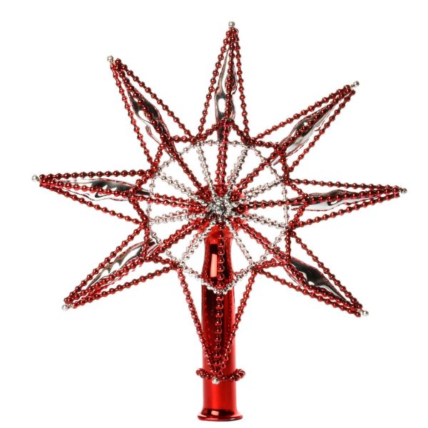 Picture of "Star" Glass Christmas Tree Topper Red-Silver