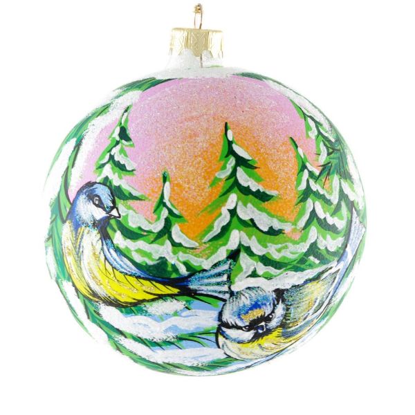Picture of "Titmice" Ukrainian Hand Painted Christmas Ball.