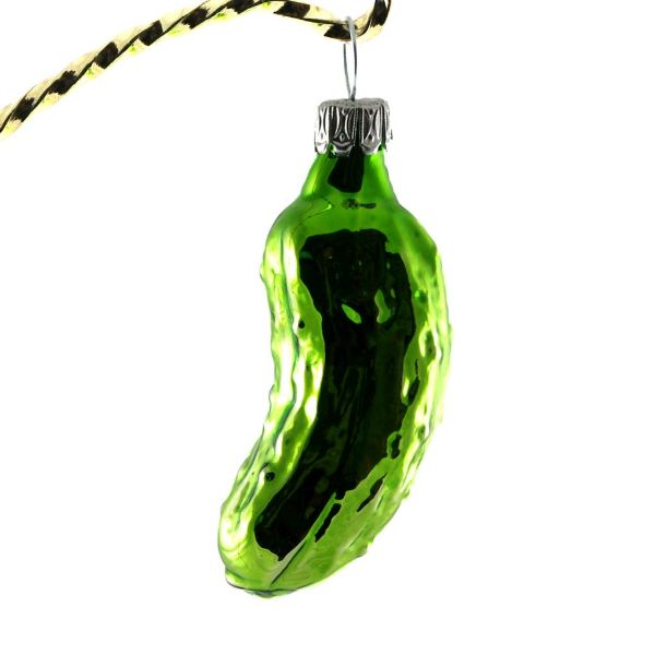 Picture of Glass Christmas Pickle Ornament (small, applegreen, shiny)