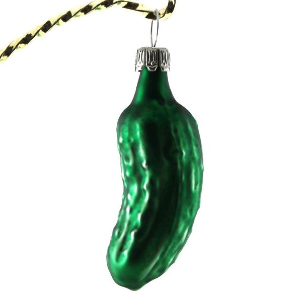 Picture of Glass Christmas Pickle Ornament (small, dark green matte)