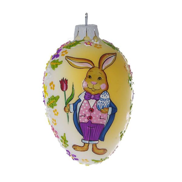Picture of "Bunny" Hand Blown Glass Easter Egg Ornament.