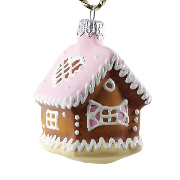 Picture of "Cookie - Pink House" Glass Christmas Ornament.