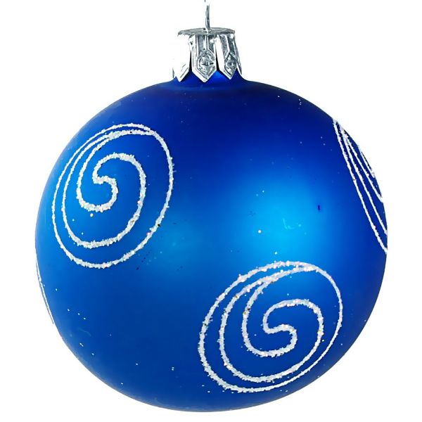 Picture of "Enigma" Glass Christmas Ball Ornament (blue, matte)