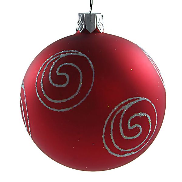 Picture of "Enigma" Glass Christmas Ball Ornament (red, matte)