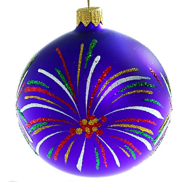 Picture of "Fireworks" Hand Painted Glass Christmas Ornament (Purple).