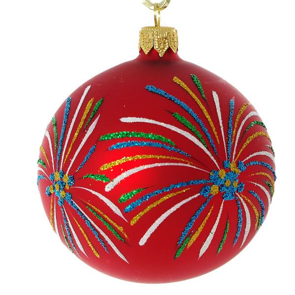 Picture of "Fireworks" Hand Painted Glass Christmas Ornament (Red).
