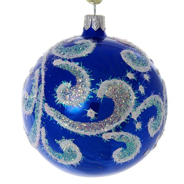 Picture of "Morning Glory" Hand Painted Glass Christmas Ornament (Blue, Glossy).