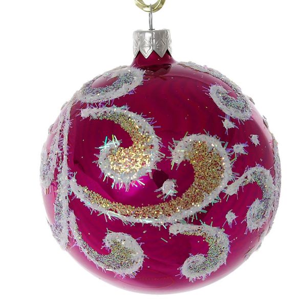 Picture of "Morning Glory" Hand Painted Glass Christmas Ornament (Fiery Pink).