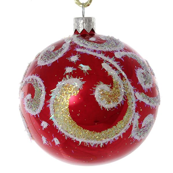 Picture of "Morning Glory" Hand Painted Glass Christmas Ornament (Red, Glossy).