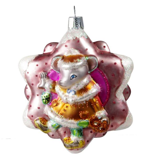 Picture of "Mouse With A Cookie" Glass Christmas Ornament