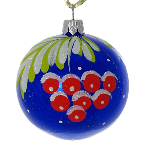 Picture of "Rowan" Glass Christmas Ball Ornament (blue, glossy)
