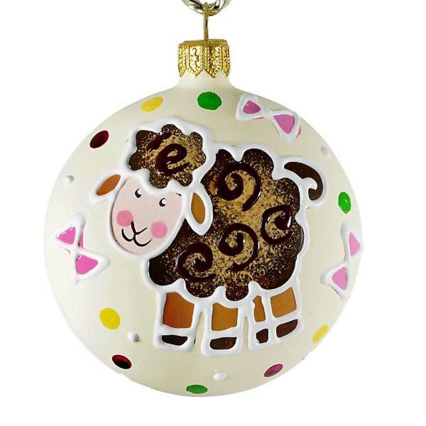 Picture of "Sheep" Medallion - Hand Painted Christmas Ornament.