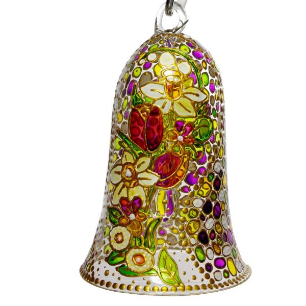 Picture of "Spring Collection" Hand Painted Glass Bell Ornament.