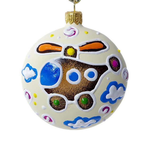 Picture of "Toy Helicopter" Medallion - Hand Painted Christmas Ornament.