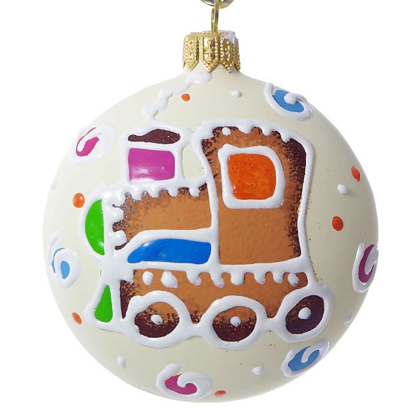 Picture of "Toy Train" Medallion - Hand Painted Christmas Ornament.