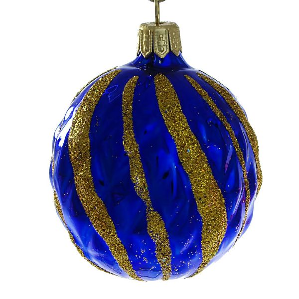 Picture of "Twist" Blue Glass Christmas Ball Ornament