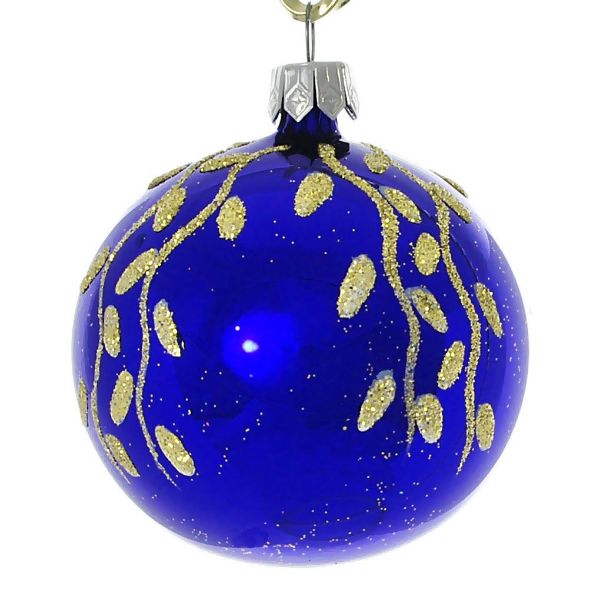 Picture of "Willow" Glass Christmas Ball Ornament (blue glossy)