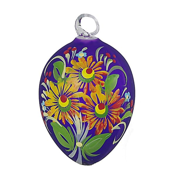 Picture of Czech Hand Blown Glass Easter Egg Ornament (Purple).