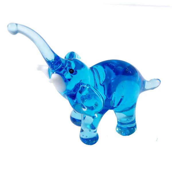 Picture of Hand Blown Glass Lampwork Collectible Miniature Elelphant Figurine.
