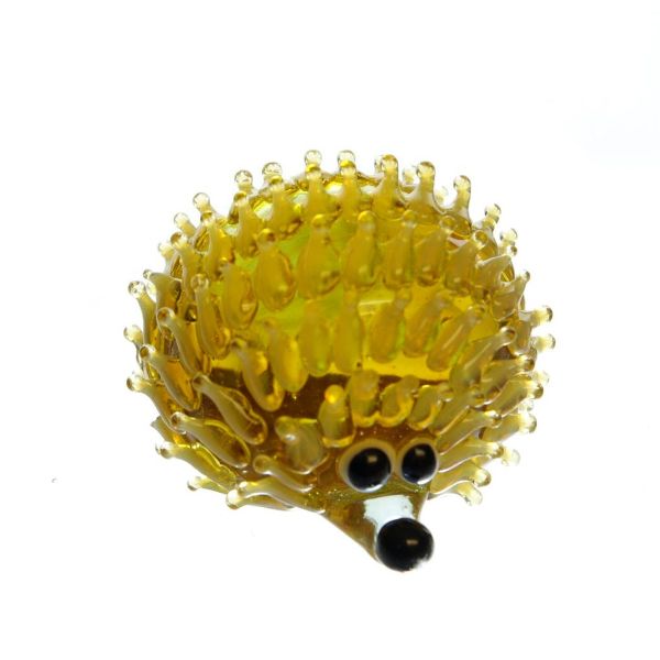 Picture of Hand Blown Glass Lampwork Collectible Miniature Hedgehog Figurine. Made in USA.