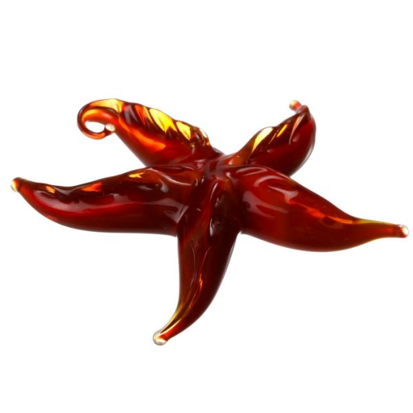 Picture of Hand Blown Glass Lampwork Collectible Miniature Starfish Figurine. Made in USA.