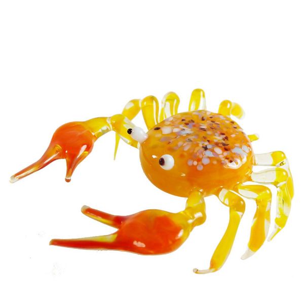Picture of Hand Blown Glass Lampwork Collectible Orange Crab Figurine.