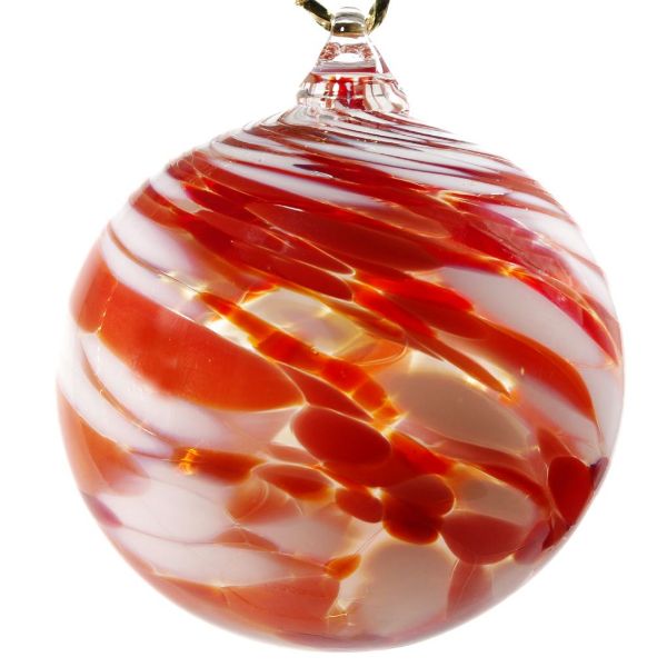 Picture of Moray Hand Blown Glass Ornament - Red/White