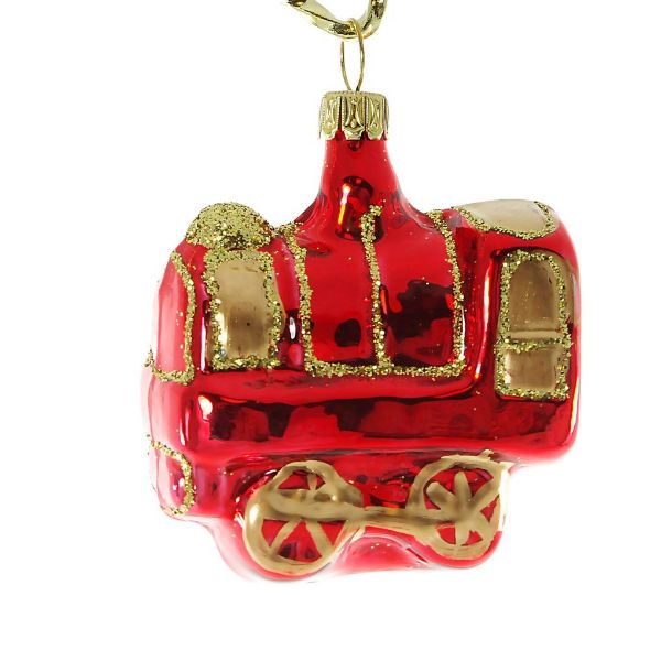 Picture of Train small (red, gold) glass Christmas ornament.