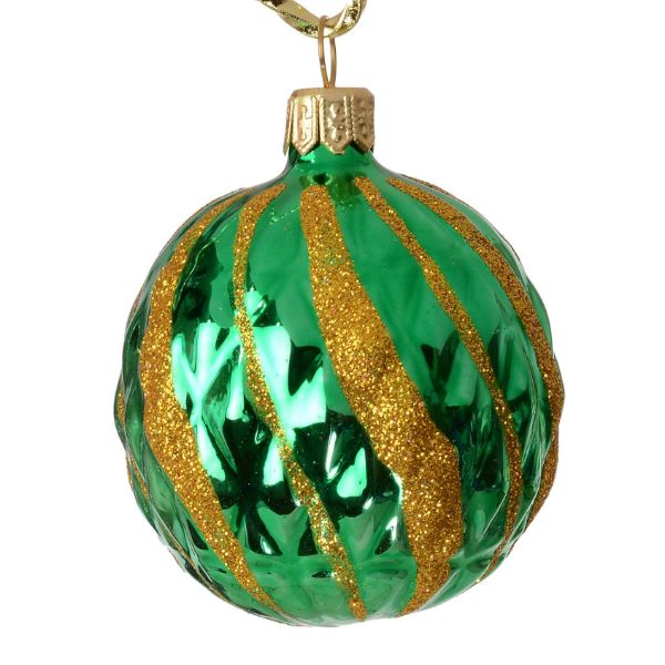 Picture of "Twist" Green Glass Christmas Ball Ornament (Green)
