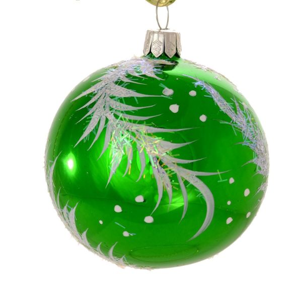 Picture of "Twig" Green Glass Christmas Ball Ornament (Green)