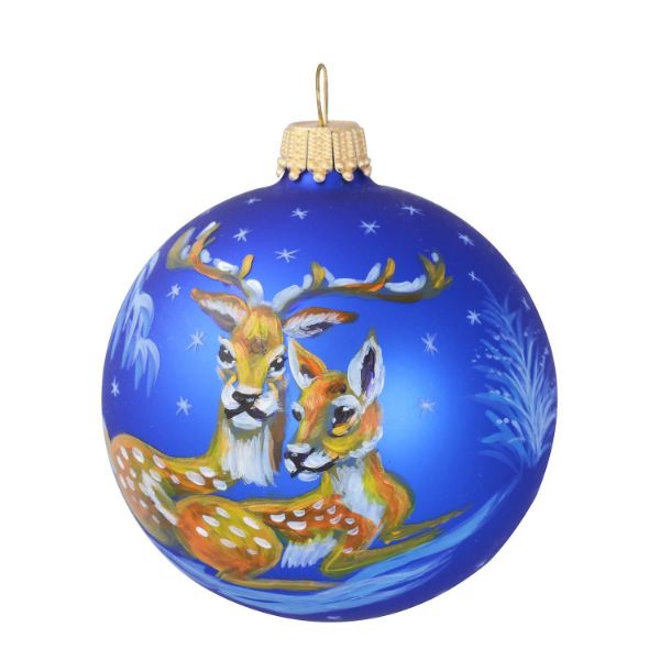 Picture of "Deer Family" Christmas Ball Ornament (Blue)