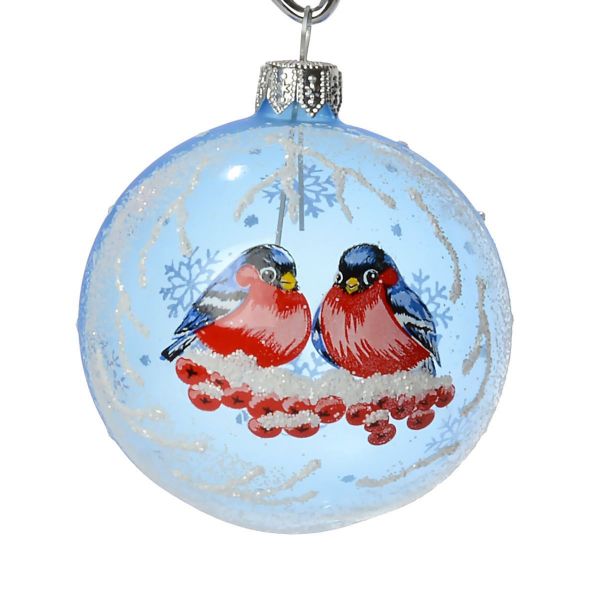 Picture of "Bullfinches" Christmas Ball Ornament (Light Blue)