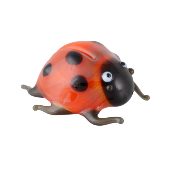 Picture of Hand Blown Glass Lampwork Collectible Miniature Ladybug Figurine.