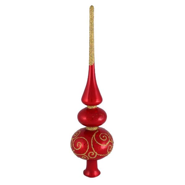 Picture of "Merry Christmas" Red Glass Christmas Tree Topper