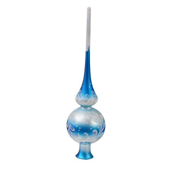 Picture of "Christmas Night" Sky Blue Glass Christmas Tree Topper
