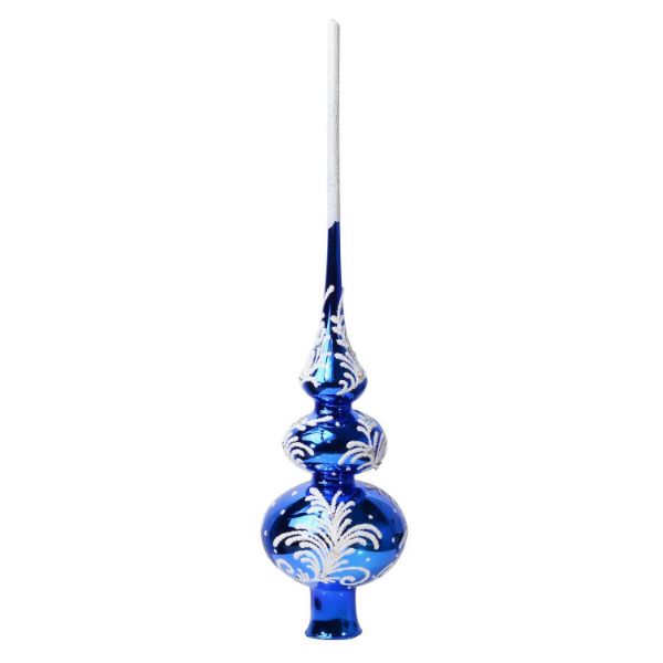 Picture of "Frosted Twig" Blue Glass Christmas Tree Topper