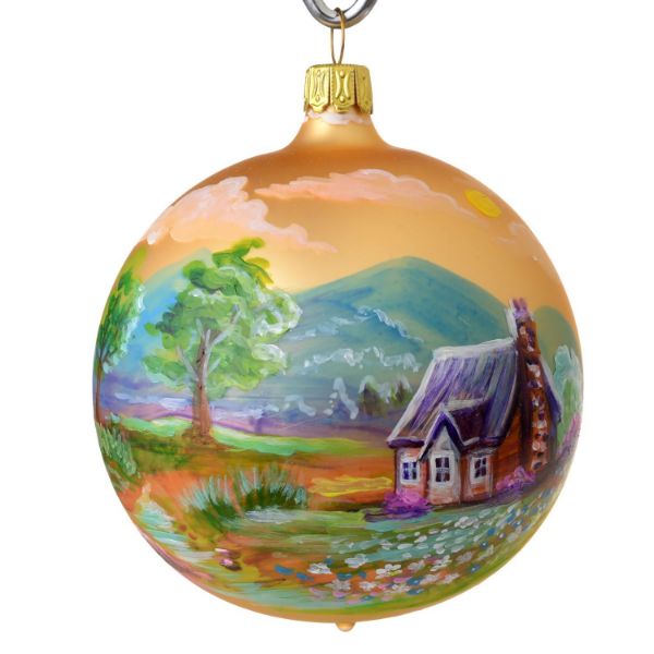 Picture of "Summer Retreat" Hand Painted Christmas Ball. Made in Belgium.