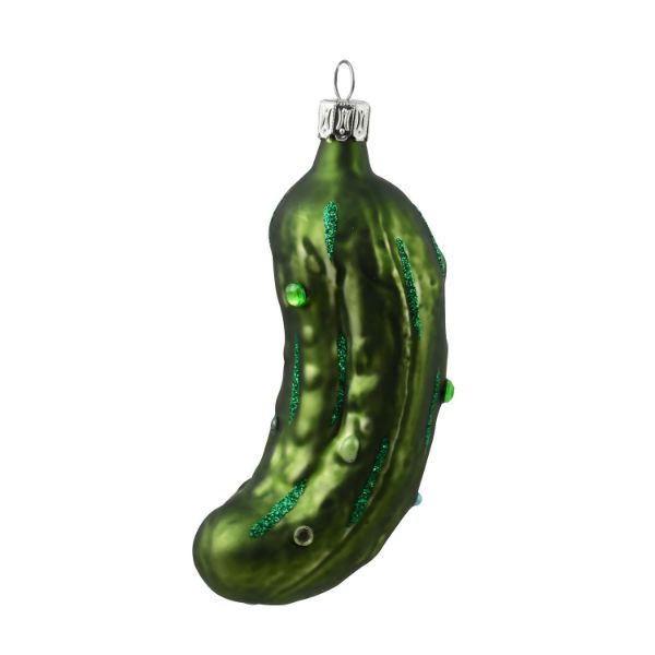 Picture of Glass German Pickle (dark green matte, with crystals)